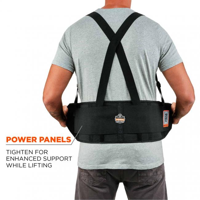 Power panels: tighten for enhanced support while lifting