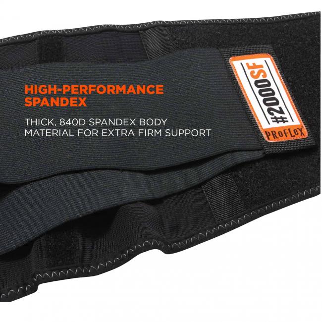 High-performance spandex: thick, 840D spandex body material for extra firm support