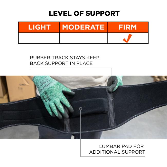 Firm level of support: rubber track stays keep back support in place, lumbar pad for additional support