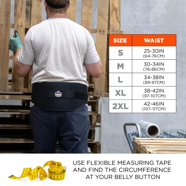 Size chart: Small (S): Waist 25-30IN (64-76CM), Medium (M): Waist 30-34IN (76-86CM), Large (L): Waist 34-38IN (89-97CM), Extra Large (XL): Waist 38-42IN (97-107CM), 2X Large (2XL): Waist 42-46IN (107-117CM). Use flexible measuring tape and find the circumference at your belly button