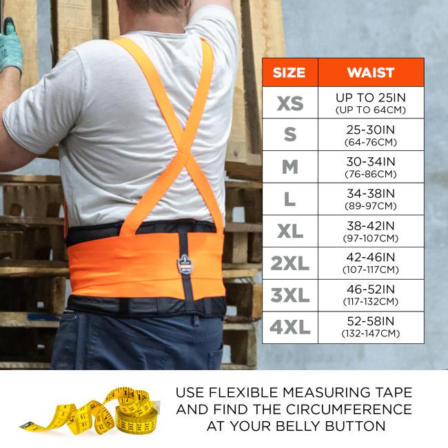 Size chart: Extra Small (XS): Waist up to 25IN (up to 64CM), Small (S): Waist 25-30IN (64-76CM), Medium (M): Waist 30-34IN (76-86CM), Large (L): Waist 34-38IN (89-97CM), Extra Large (XL): Waist 38-42IN (97-107CM), 2X Large (2XL): Waist 42-46IN (107-117CM), 3X Large (3XL): Waist 46-52IN (117-132CM), 4X Large (4XL): Waist 52-58IN (132-147CM). Use flexible measuring tape and find the circumference at your belly button