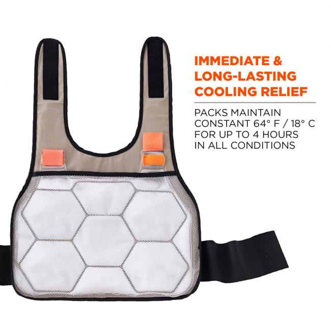 Immediate & long-lasting cooling relief: packs maintain constant 64 deg F / 18 deg C for up to 4 hours in all conditions. 