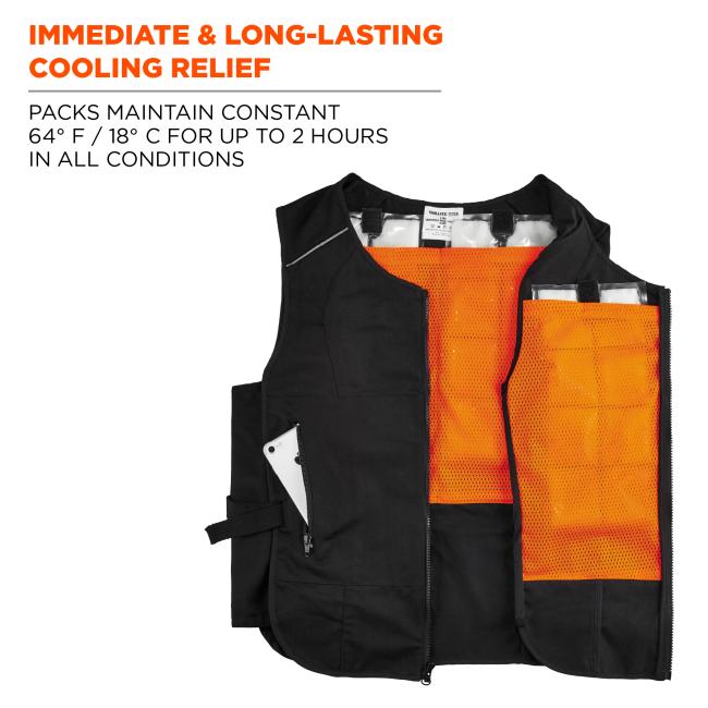6260 S/M Black Lightweight Phase Change Cooling Vest with Packs image 4