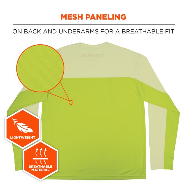 Mesh paneling: on back and underarms for a breathable fit. Lightweight, breathable material.