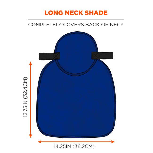 Long neck shade completely covers back of neck. 12.75in (32.4cm) long by 14.25in (36.2cm) wide