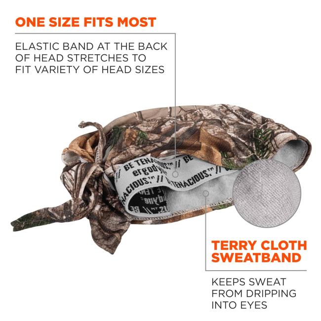 One size fits most: elastic band at the back of head stretches to fit variety of head sizes. Terry cloth sweatband: keeps sweat from dripping into eyes