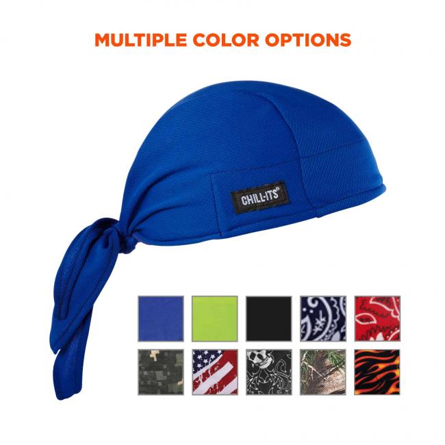Multiple color options: Color swatches for blue, lime, black, navy western, red western, camo, stars & stripes, skulls, real tree, and flames.
