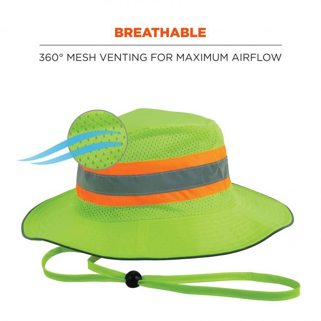 Breathable: 360 degree mesh venting for maximum airflow. Image shows detail on airflow. 