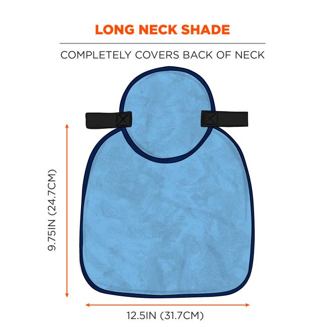 Long neck shade completely covers back of neck. 9.75in (24.7cm) long by 12.5in (31.7cm) wide.
