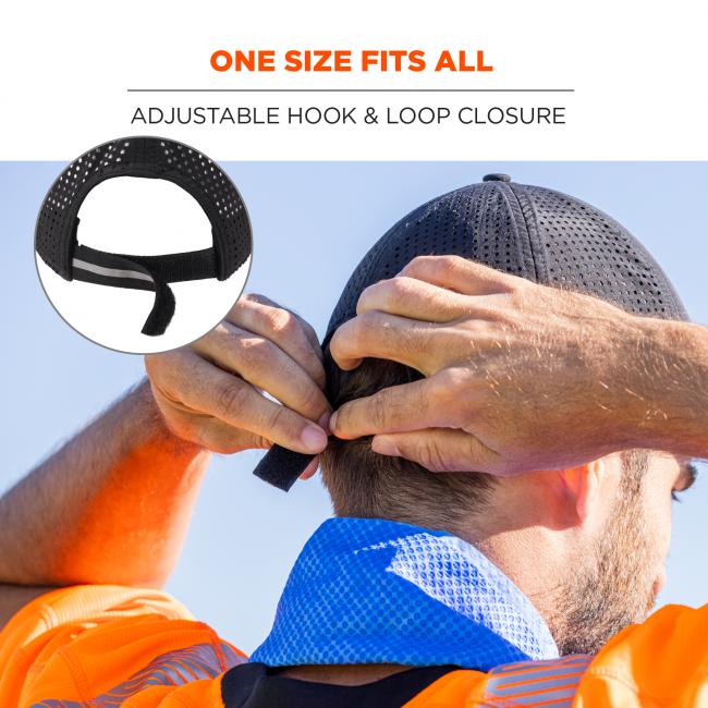 One size fits all. Adjustable hook and loop closure