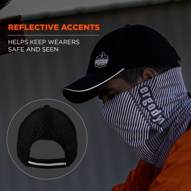 Reflective accents. Helps keep wearers safe and seen.