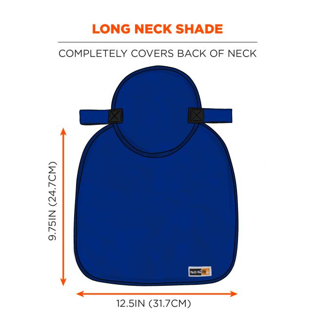 Long neck shade completely covers back of neck. 9.75in (24.7cm) long by 12.5in (31.7cm)