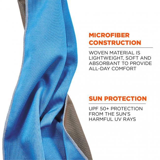 Microfiber construction: woven material is lightweight, soft and absorbent to provide all-day comfort. Sun protection: UPF 50+ protection from the sun’s harmful UV rays. 