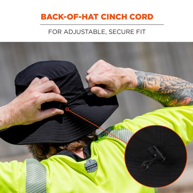 Back-of-hat cinch cord: for adjustable, secure fit.