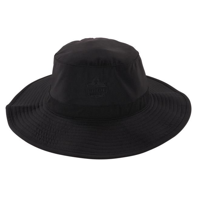 Cooling bucket hat front, black.