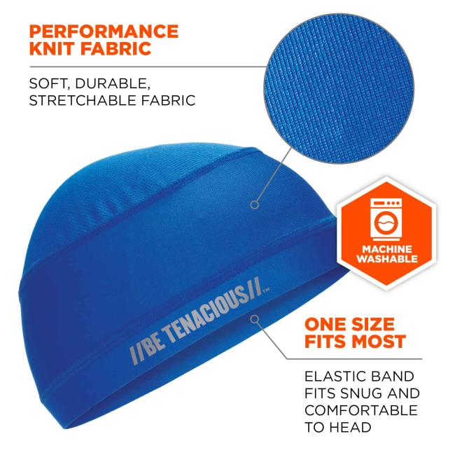 performance knit fabric: soft, durable, stretchable fabric. one size fits most: elastic band fits snug and comfortable to head. machine washable. image 2