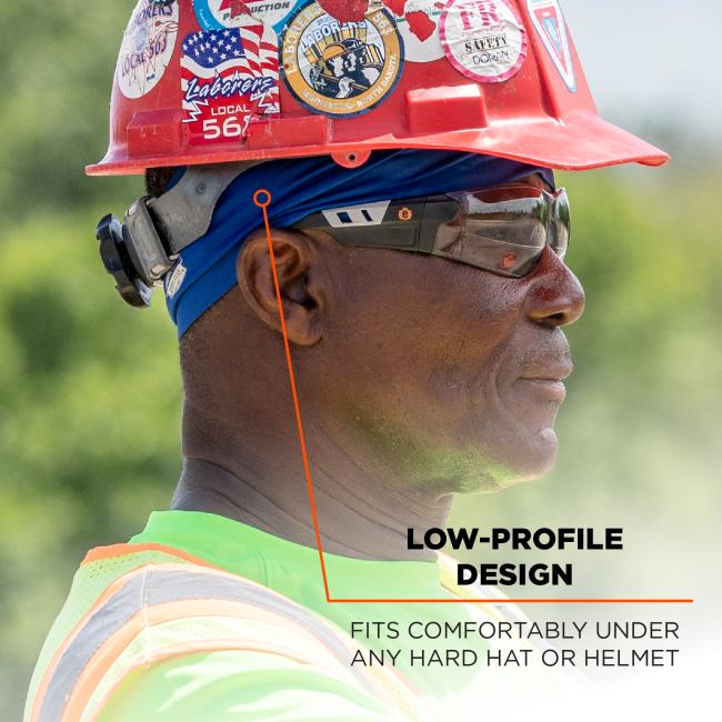 Low profile-design: fits comfortably under any hard hat or helmet