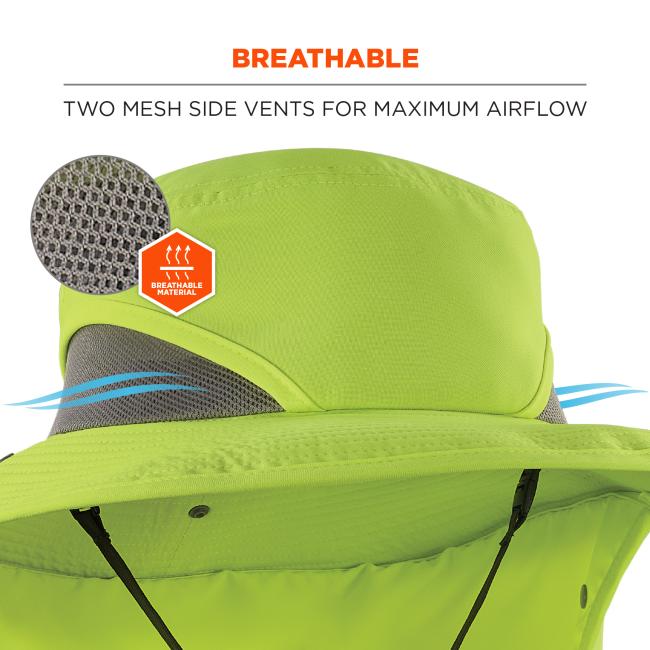 Breathable: two mesh side vents for maximum airflow. Breathable material