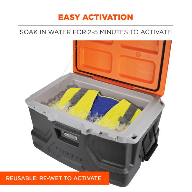 Easy activation. Soak in water for 2 to 5 minutes to activate. Reusable, rewet to activate