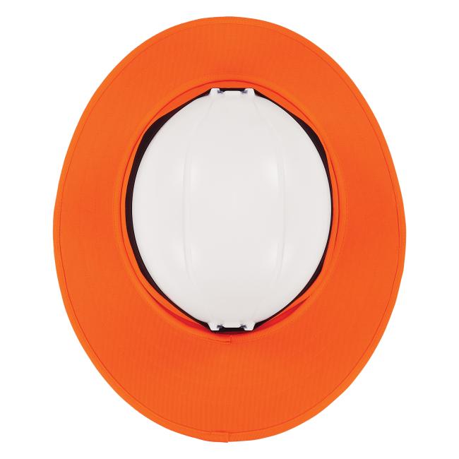 Top view of orange universal hard hat brim and neck shade