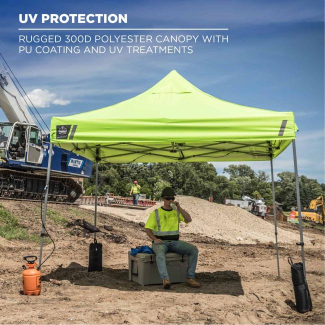 UV protection: rugged 300D polyester canopy with PU coating and UV treatments