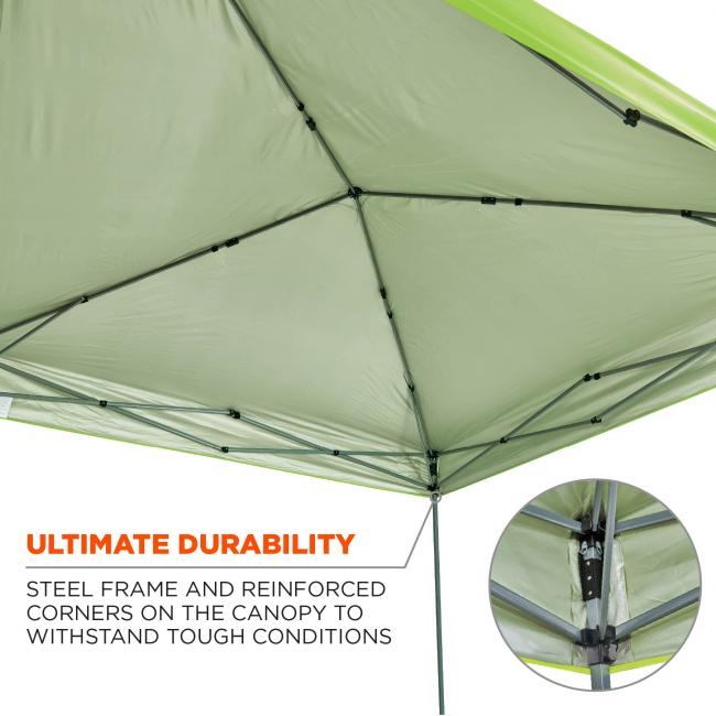 Ultimate durability: steel frame and reinforced corners on the canopy to withstand tough conditions. 