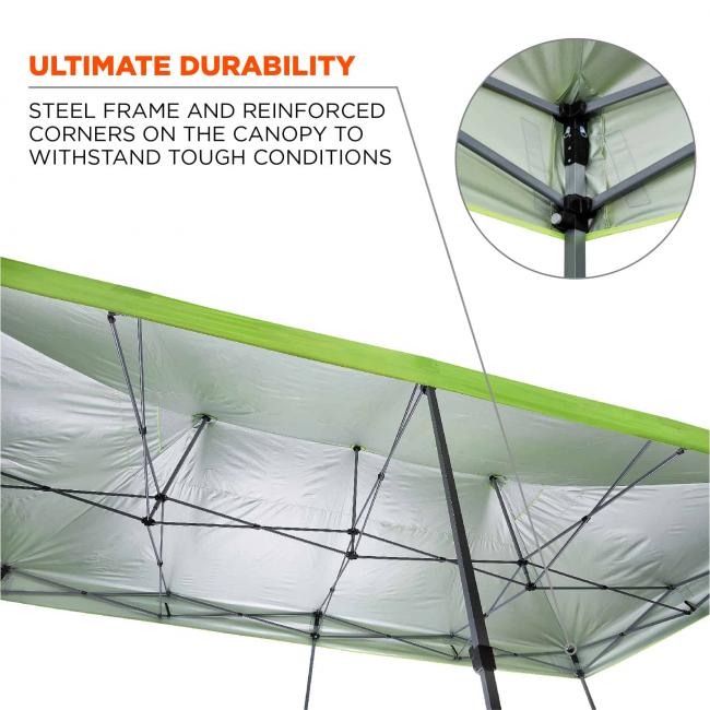 Ultimate durability: steel frame and reinforced corners on the canopy to withstand tough conditions