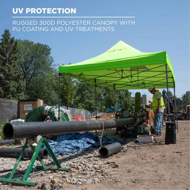 UV protection: rugged 300D polyester canopy with PU coating and UV treatments