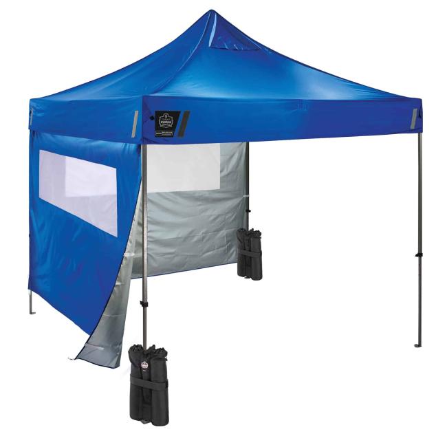 Blue tent kit with sidewall with mesh window