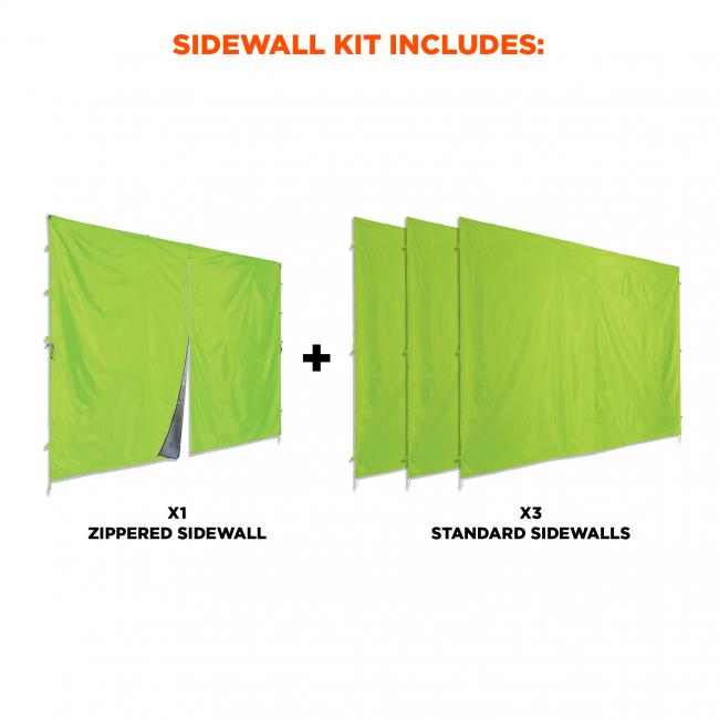 Sidewall kit includes one zippered sidewall and 3 standard sidewalls