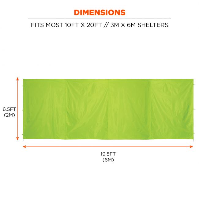 Dimensions: Fits most 10 by 20 foot shelters. 6.5 feet by 19.5