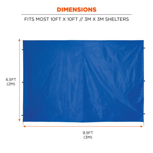 Dimensions: Fits most 10 by 10 foot shelters. 6.5 feet by 9.5