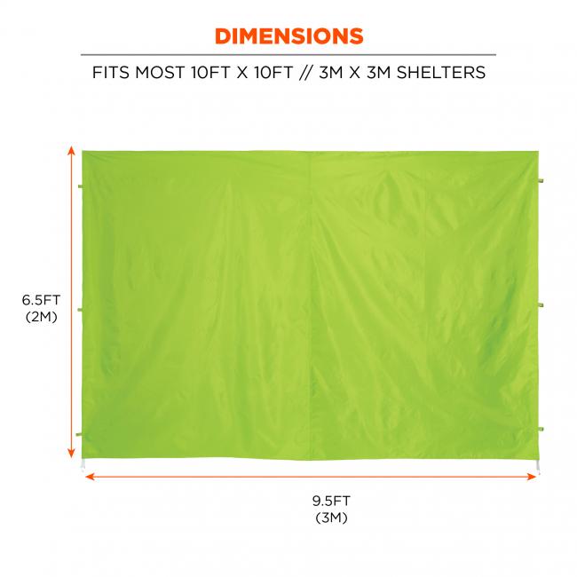 Dimensions: Fits most 10 by 10 foot shelters. 6.5 feet by 9.5