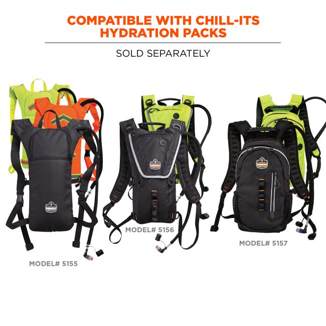 Compatible with Chill-Its hydration packs. Sold separately. Models 5155, 5156 and 5157.