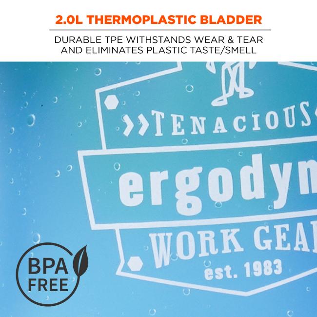 2.0L thermoplastic bladder. Durable TPE withstands wear and tear and eliminates plastic taste and smell.