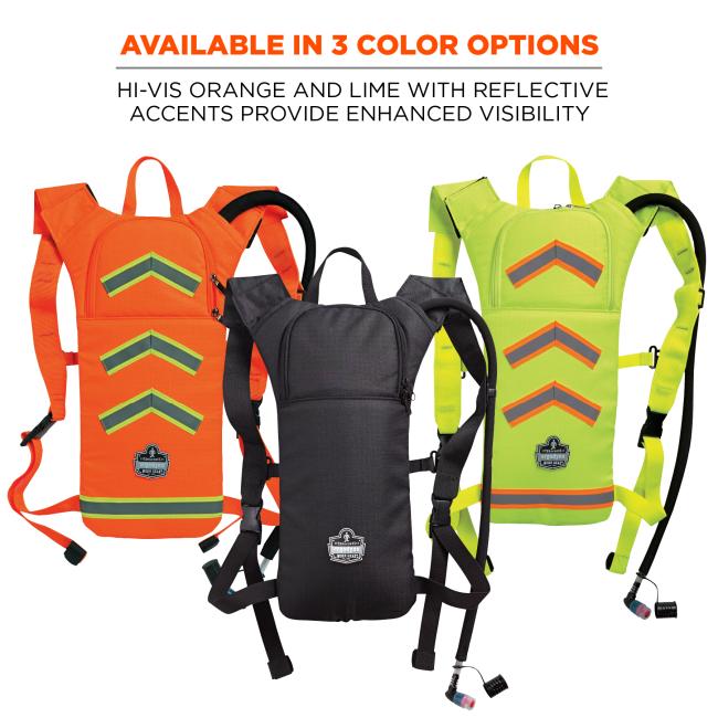 Available in 3 color options. Hi-vis orange and lime with reflective accents provide enhanced visbility.