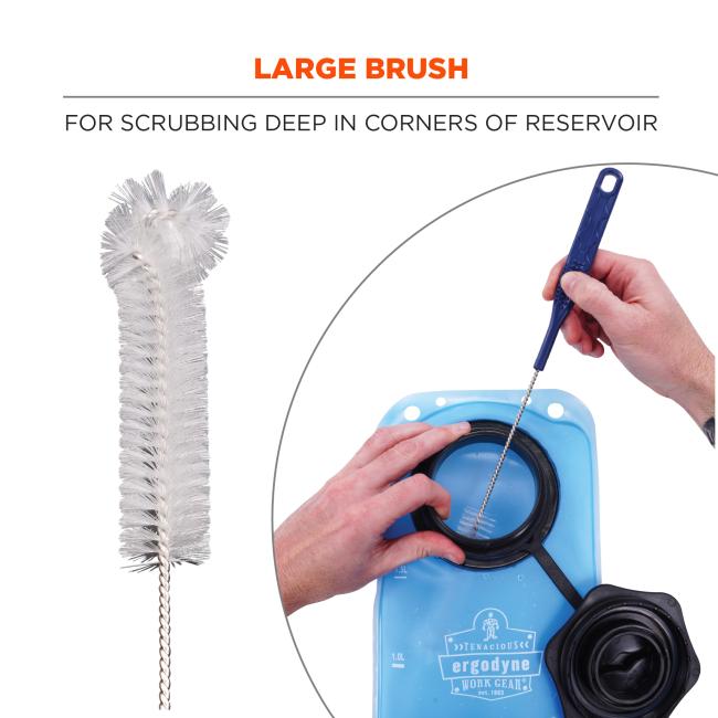 Large brush for scrubbing deep in corners of reservoir.