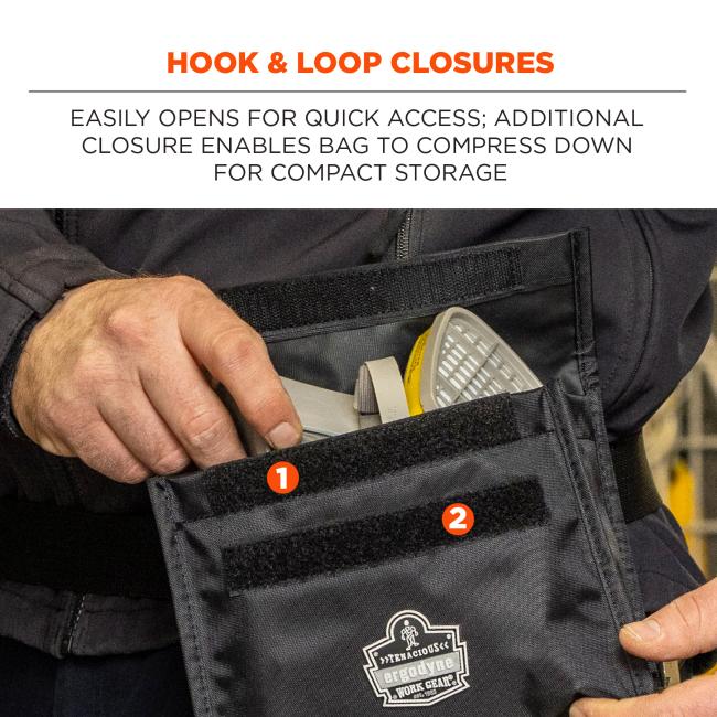 Hook & loop closures: easily opens for quick access; additional closure enables bag to compress down for compact storage.
