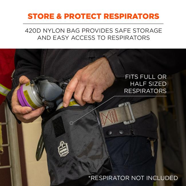 Store and protect respirators: 420D nylon bag provides safe storage and easy access to respirators. Fits full or half-size respirators. *respirator not included. 