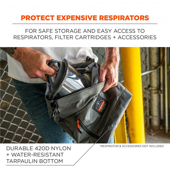 protect expensive respirators. for safe storage and easy access to respirators, filter cartridges and accessories. Durable 420D nylon and water-resistant tarpaulin bottom. Respirator and accessories not included