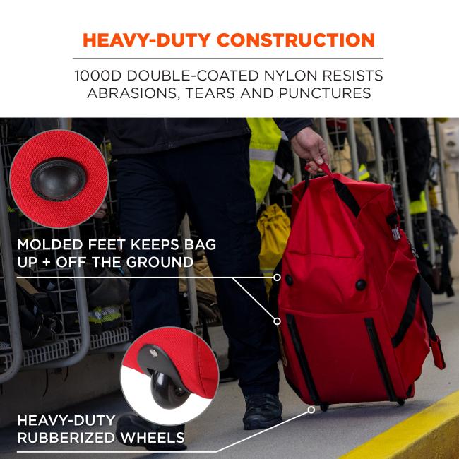 Heavy-duty construction. 1000D double-coated nylon resists abrasions, tears and punctures