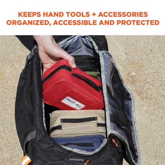 Keeps hand tools and accessories organized, accessible and protected