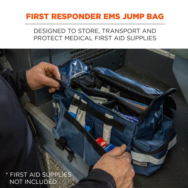 First responder EMS jump bag: designed to store, transport and protect medical first aid supplies. *First aid supplies not included. 