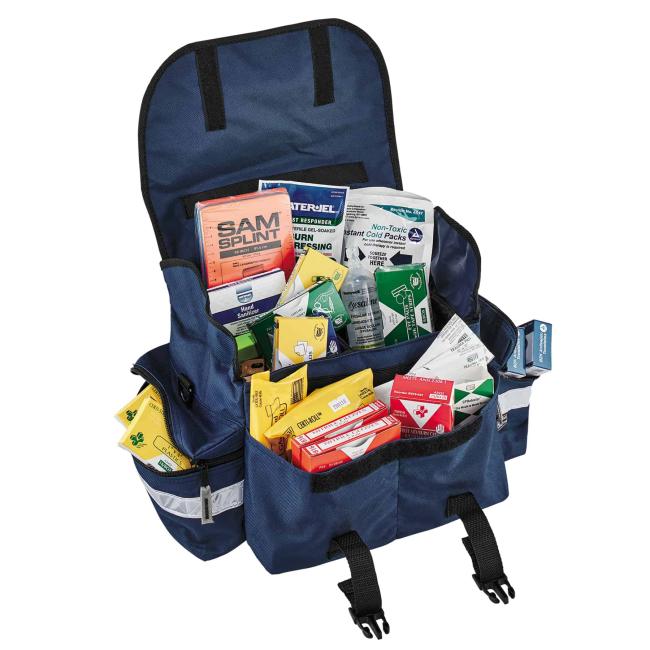 Bag propped with supplies