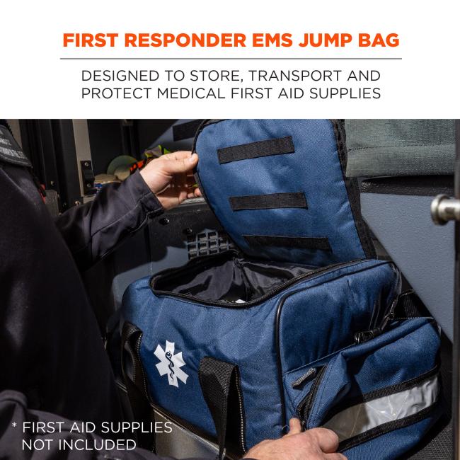 First responder EMS jump bag: designed to store, transport and protect medical first aid supplies. *First aid supplies not included. 