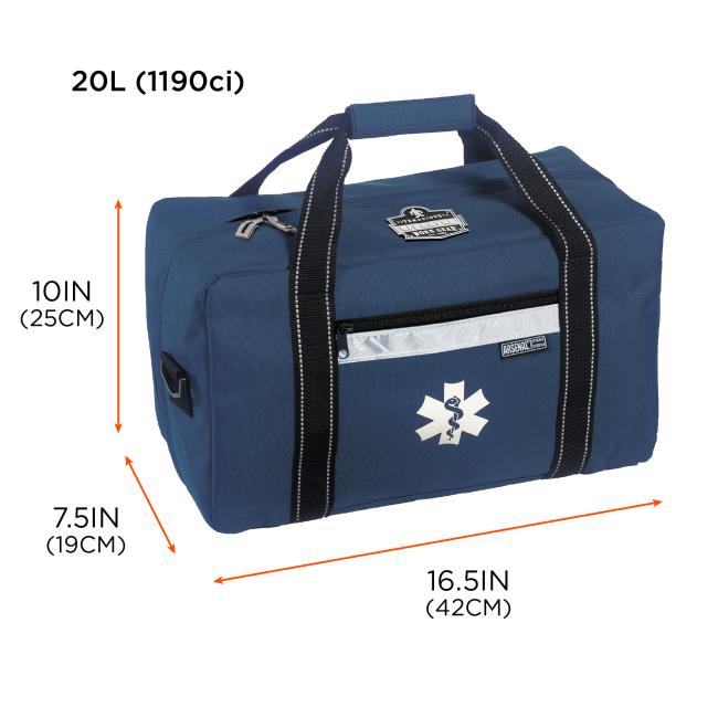 Size chart. 20L (1190ci). 16.5in(42cm) x 7.5in(19cm) x 10in(25cm)