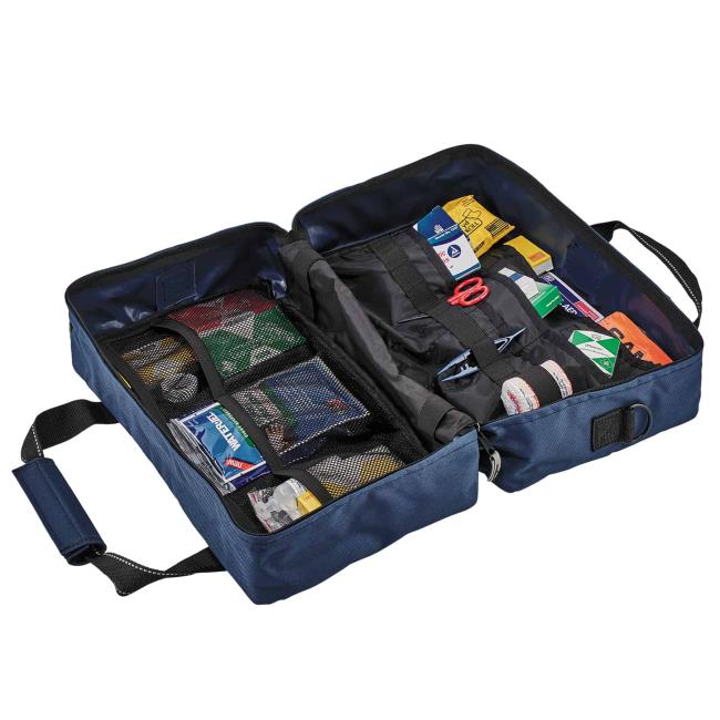 Bag propped with supplies