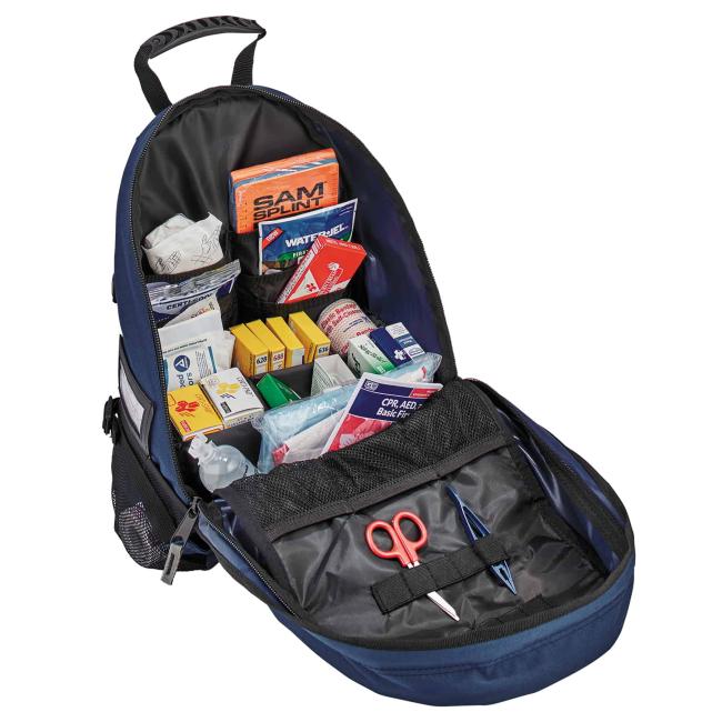Bag propped with supplies