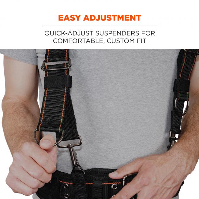 Easy adjustment: quick-adjust suspenders for comfortable, custom fit. 