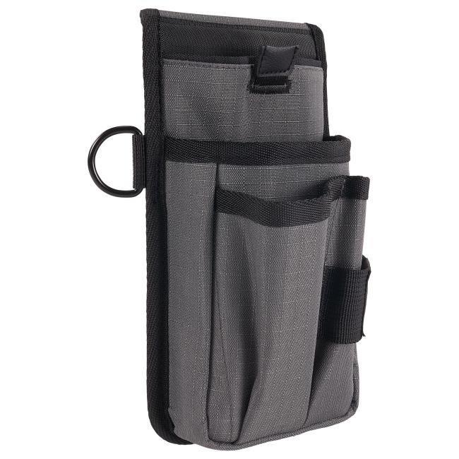 Tool pouch with device holster angled view